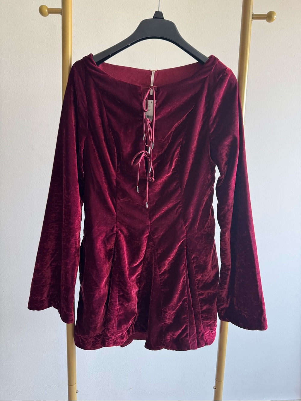Free People Velvet Mini Dress in Deep Burgundy